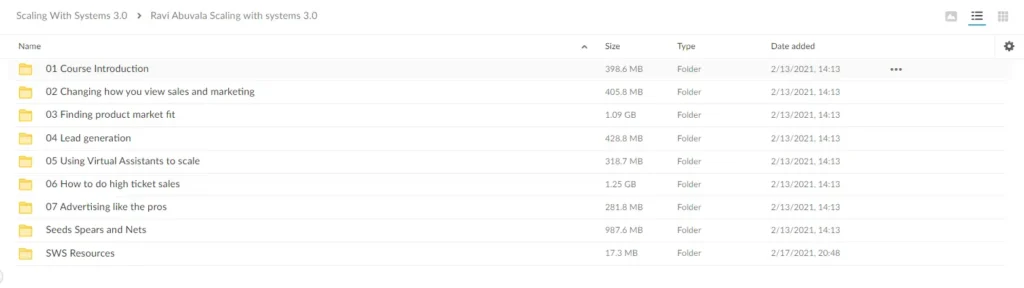 a screenshot Ravi Abuvala scaling with system course content