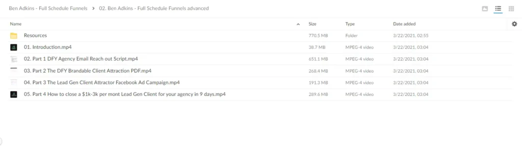 a screenshot of Ben Adkins - Full Schedule Funnels advanced content
