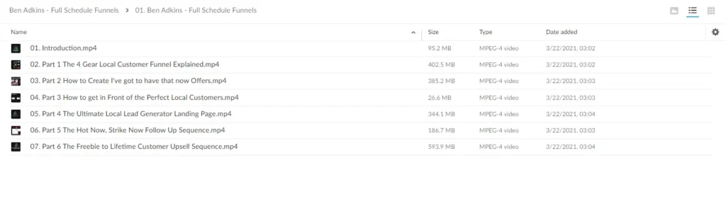 a screenshot of Ben Adkins's Full Schedule Funnels content