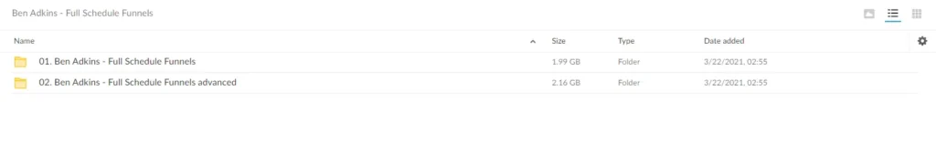 a screenshot of Ben Adkins's Full Schedule Funnels main content