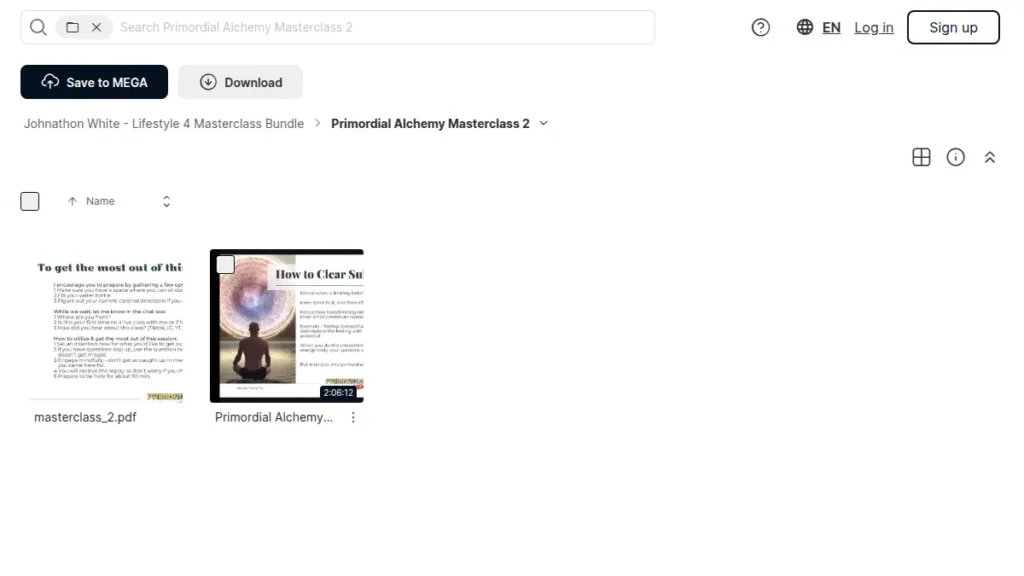 Screenshot of the Johnathan White Sexual Kung Fu Primordial Alchemy folder showing course files